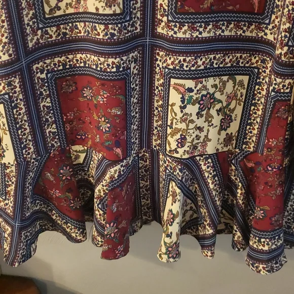 LULUS Crack a Smile Cream and Plum Multi Print Long Sleeve Shift Dress - NWT - Picture 7 of 15